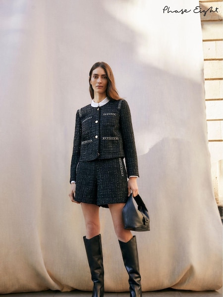 Phase Eight Black Ripley Sparkle Jacket (AH5523) | 472 QAR