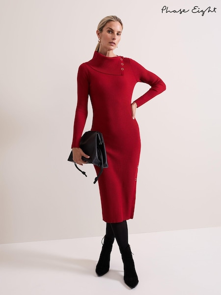 Phase Eight Red Willow Popper Column Midi Dress (AH5530) | €79