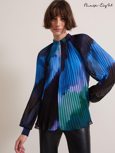 Phase Eight Black Eleanor Abstract Pleat Blouse (AH5534) | 195 QAR