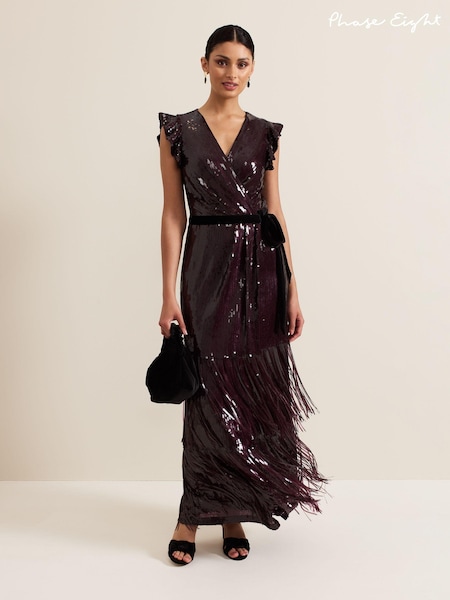 Phase Eight Red Chanai Sequin Wrap Maxi Dress (AH5537) | 1,727 QAR