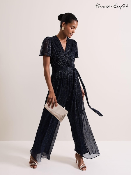 Phase Eight Blue Stella Plisse Jumpsuit (AH5543) | 393 QAR