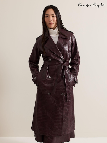 Phase Eight Red Carla Croc Effect PU Trench Coat (AH5547) | €140