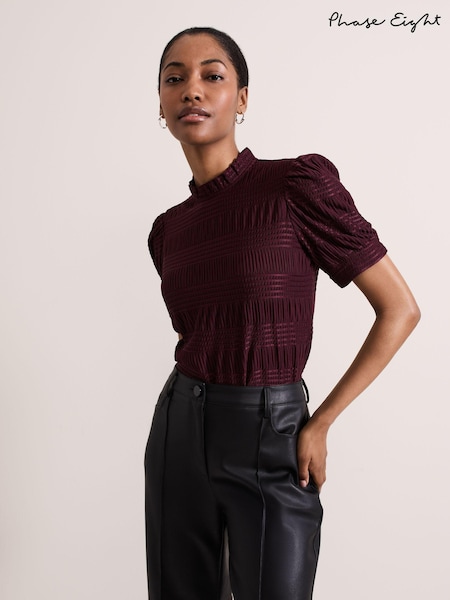 Phase Eight Red Samiha Textured Top (AH5556) | 170 QAR