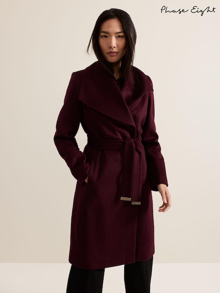 Phase Eight Red Nicci Belted Wool Coat (AH5562) | €183