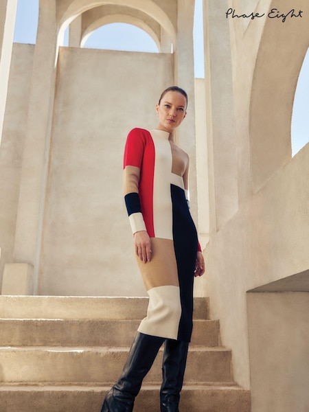 Phase Eight Black Nancy Colourblock Column Midi Dress (AH5566) | €91