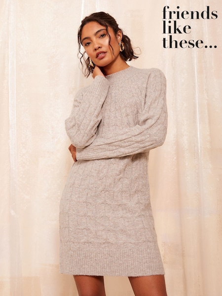 Friends Like These Camel Cable High Neck Mini Dresses (AH5580) | R$ 455