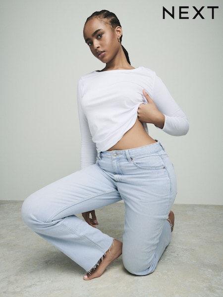 Выбеленные - Hourglass Straight Leg 100% Cotton Jeans (AH5588) | €31