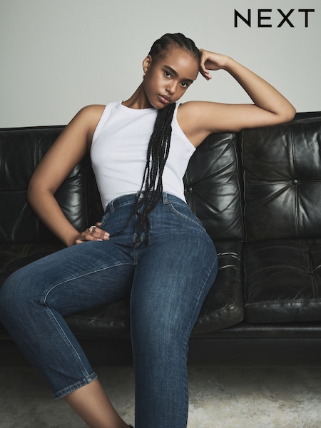Dark Blue Hourglass Cropped Denim Capri Shorts (AH5593) | €28
