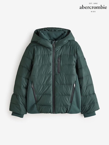 Verde - Abercrombie & Fitch matlasată Cu glugă puffer (AH5637) | 247 LEI - 254 LEI