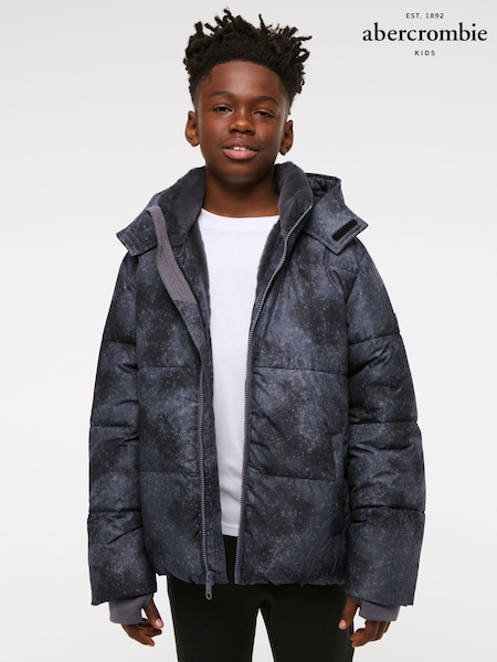 Abercrombie & Fitch Grey Wide Panel Quilted Puffer Coat (AH5643) | AED288 - AED294