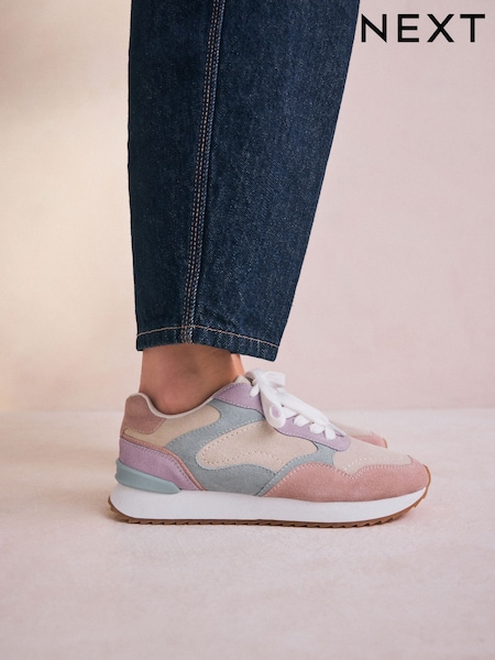 Multi Pastel Forever Comfort® Leather Panel Detail Chunky Lace-Up Joggers (AH5698) | €61