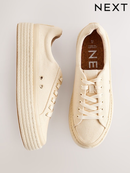 Neutral Forever Comfort® Round Toe Espadrille Lace Up Trainers (AH5708) | €46
