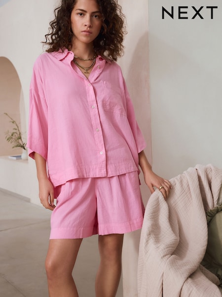 Fluro Pink Linen Blend Shirt (AH5719) | 1,060 UAH