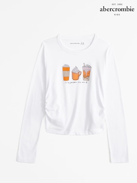 أبيض - Abercrombie & Fitch Pizza Graphic Long Sleeve Crew Neck T-Shirt (AH5765) | ‏58 د.إ.‏ - ‏ 64‏ د.إ.