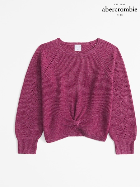 Roz - Abercrombie & Fitch Twist Front Mânecă lungă Pulover (AH5782) | 163 LEI - 171 LEI