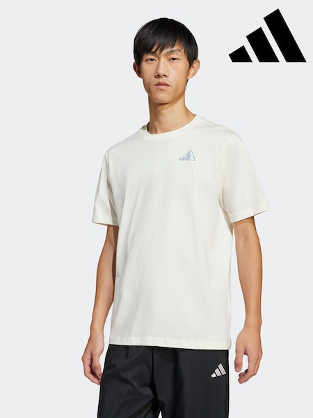 adidas White Earth Day Graphic 100% Cotton T-Shirt (AH5816) | €37