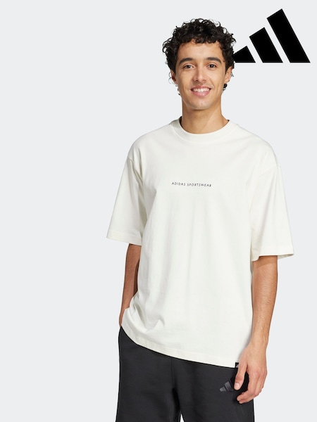 adidas White Codes Doodle Camp 100% Cotton Graphic T-Shirt (AH5817) | R$ 345