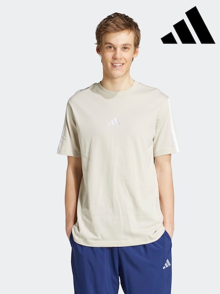 adidas White Essentials 3-Stripes Single 100% Cotton Jersey T-Shirt (AH5829) | €30