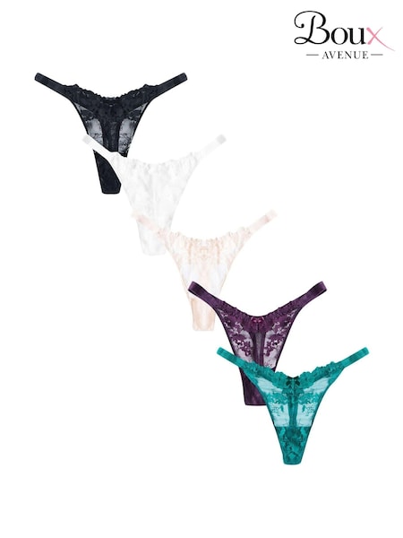 Boux Avenue Natural Fran Lace High Leg Thongs 5 Pack (AH5856) | €40