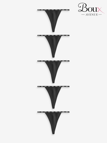 Boux Avenue Lucie Microfibre Black G-String 5 Pack (AH5859) | 133 LEI