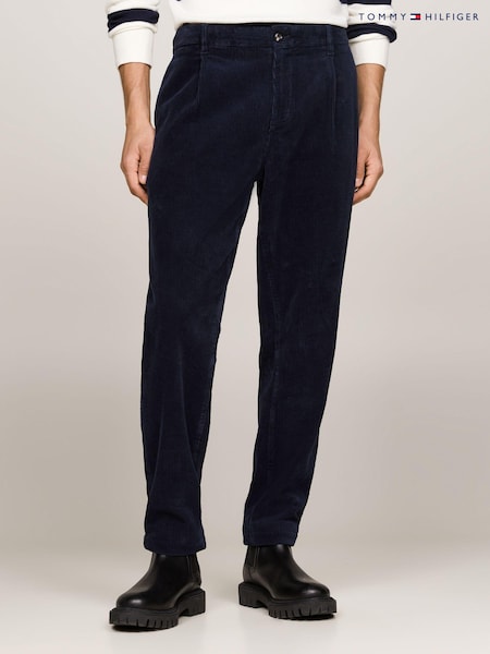 Tommy Hilfiger Blue Harlem Wide Corduroy Chino Trousers (AH6013) | AED378
