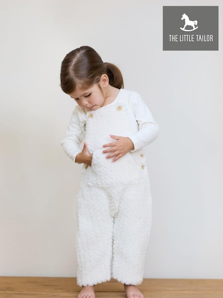 Cream - Set de salopetă din fleece Sherpa groasă și body pentru bebeluși The Little Tailor (AH6055) | 238 LEI