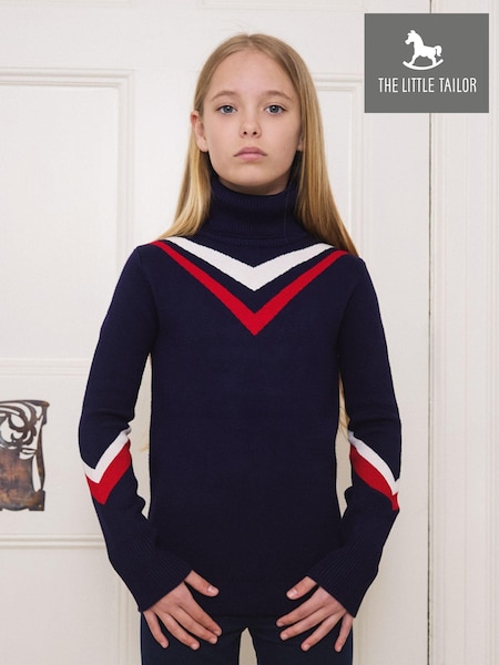 The Little Tailor Kids Blue Retro Sport Slim Fit Christmas Jumper (AH6056) | CHF 57