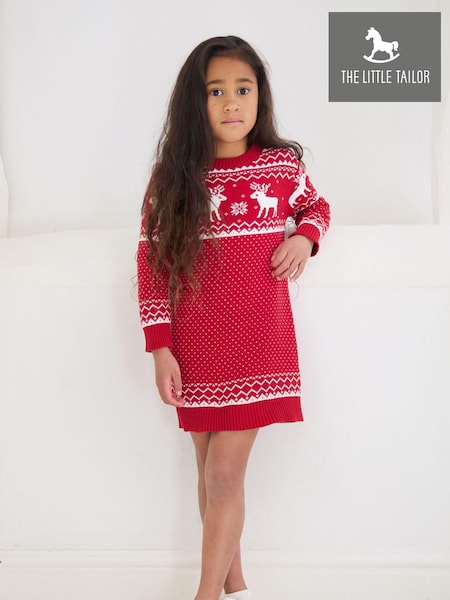 The Little Tailor Kids Christmas Reindeer Fairisle Pattern Dress (AH6069) | €40 - €45