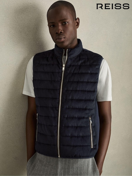 Reiss Navy Field Brushed Jersey Quilted Gilet (AH6337) | €225