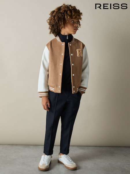 Reiss Camel/White Jasper 9-13 yrs Wool-Blend Contrast Varsity Jacket (AH6345) | €110