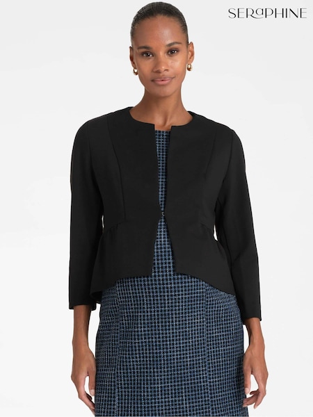 Seraphine Maternity Cropped Peplum Ponte Roma Black Jacket (AH6360) | ‏288 د.إ.‏