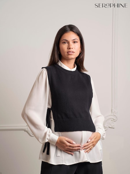 Seraphine Maternity Knit Tabbard Side Black Tie (AH6374) | OMR10