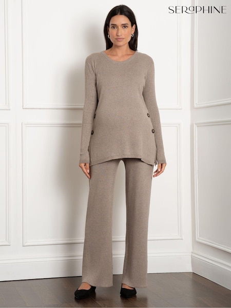 Seraphine Maternity Brown Rib knit co-ord Trousers (AH6375) | ₪246