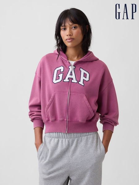 Violeta rozā - Gap Vintage Soft Oversized Logo Zip-up Hoodie