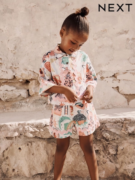 Multi 100% Cotton Printed Textured Shirt And Shorts Set (3-16yrs) (AH6454) | €32 - €41