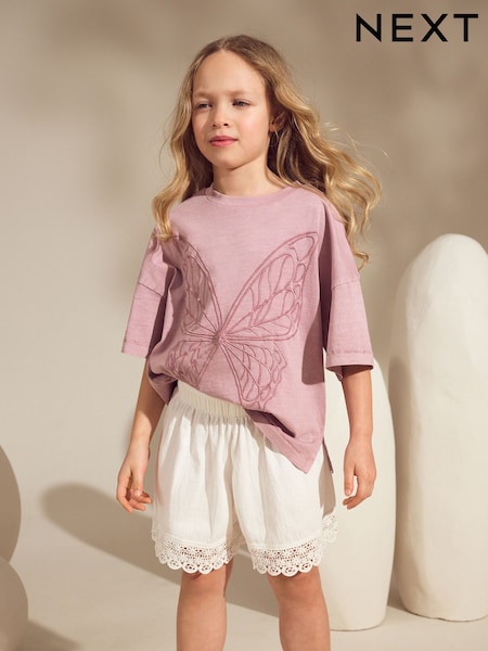 Dusky Purple Butterfly T-Shirt And Textured Shorts Set (3-16yrs) (AH6455) | €24 - €32