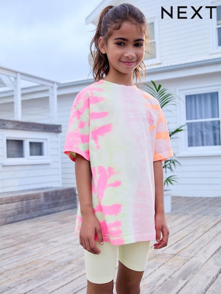 Multi Pink 100% Cotton T-Shirt And Cycling Shorts Set (3-16yrs) (AH6467) | €21 - €29
