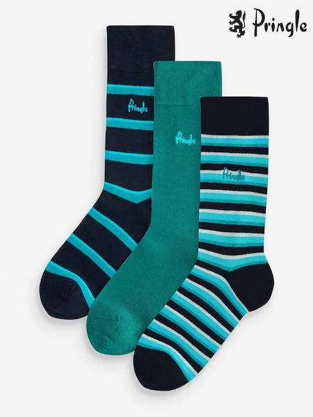 Pringle Blue Fashion Stripe Crews Socks (AH6482) | €12.50