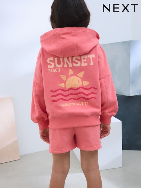Coral Pink 100% Cotton Zip Through Hoodie (3-16yrs) (AH6488) | €19 - €25