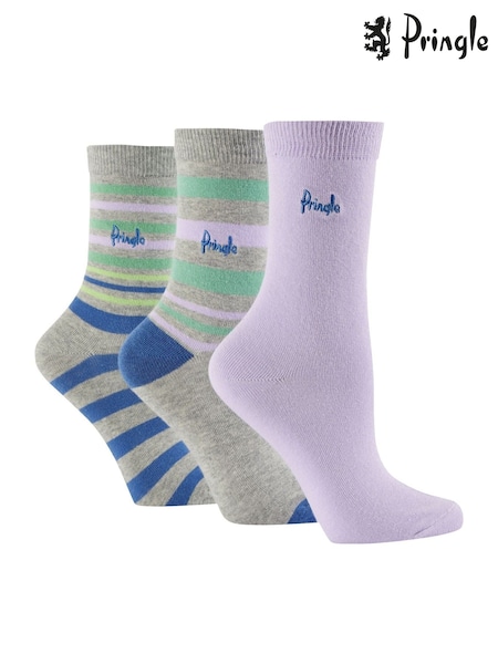 Серый - Pringle Fashion Stripe Crew Socks 3 pack (AH6499) | €8