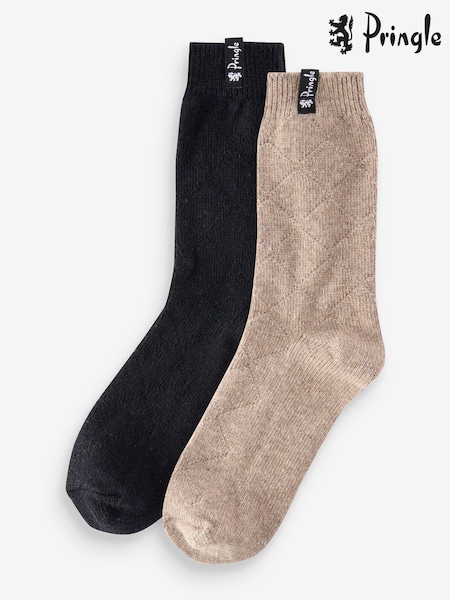 Albastru - Pringle Textured Knit Boot Socks 2 pack (AH6500) | 50 LEI