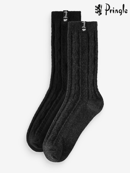 Черный - Pringle Textured Knit Boot Socks 2 pack (AH6512) | €9