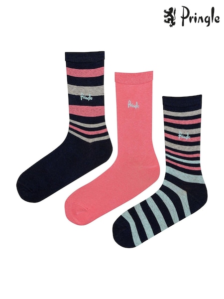 Синий - Pringle Fashion Stripe Crew Socks 3 pack (AH6516) | €8