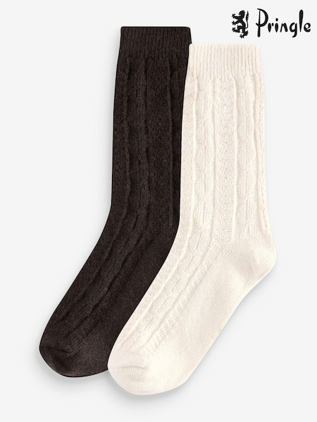 Pringle Cream Textured Knit Boot Socks 2 pack (AH6524) | €8.50