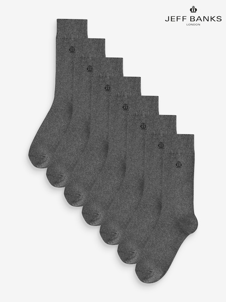 Jeff Banks Grey Cotton Crown Logo Crew Socks 7 pack (AH6526) | €18.50
