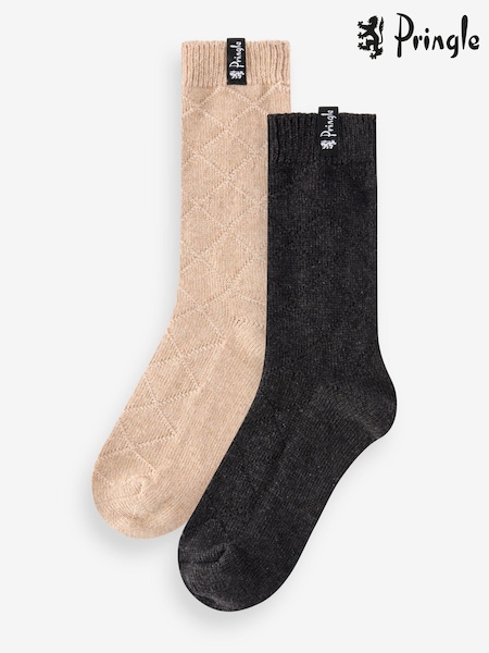 Pringle Grey Textured Knit Boot Socks 2 pack (AH6531) | €8.50