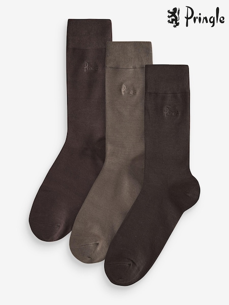 Pringle Dark Brown Plain Bamboo Socks 3 Pack (AH6545) | €10