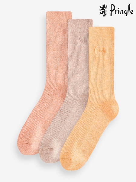 Pringle Orange Bamboo Light Leisure Twist Yarn Crew Socks 3 pack (AH6555) | €11.50