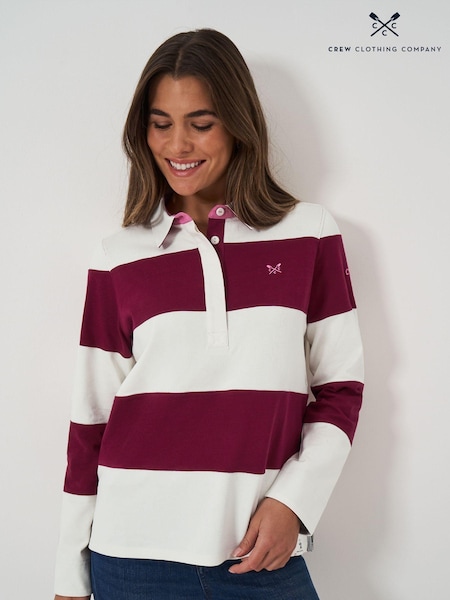 Roșu - Crew Clothing Company Striped Mânecă lungă 100% Bumbac Rugby Cămăși (AH6561) | 229 LEI