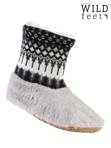 Wild Feet Grey Fashion Bootie Slippers (AH6563) | €10